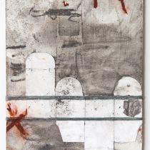 Fra serien "Blönduós Forever" collage/kridt/acryl/lim/lak på pap ca. 18x13 cm.
Udstillet første gang på udstillingen "Fund 14-15" i Galleri Lisse Bruun , København K, 21. maj - 13. juni 2015.
Skabt i forbindelse med et ophold i Island 2014 – internship at Textílsetur Íslands, Icelandic Textile Center, Blönduós.
Photo: Lars Pryds