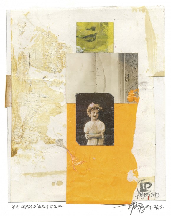 Lars Pryds: "A Couple o' Girls #2", 2013. Collage på papir, 28 x 23 cm.