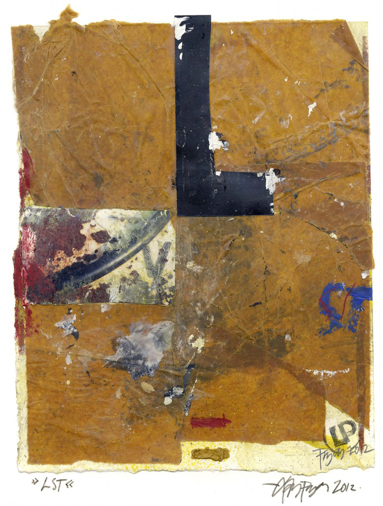 Lars Pryds: "LST", 2012. Acryl/collage på papir, 28 x 23 cm.