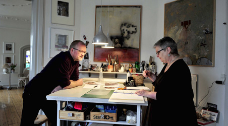 Lars Pryds og Lisbeth Tolstrup på atelieret på Østerbro. Foto: Torben Stroyer