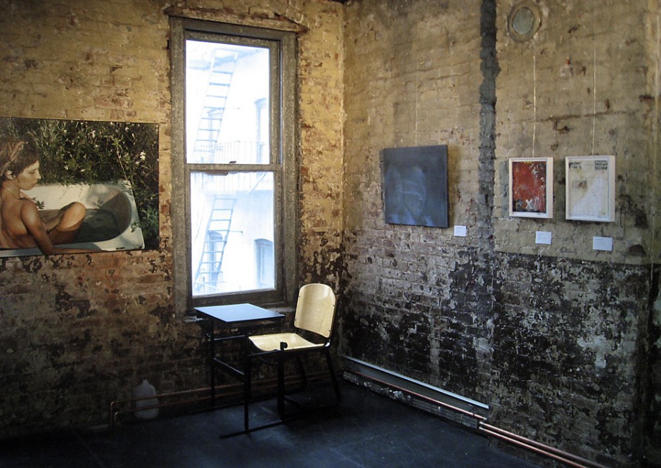 From left to right: Paintings by Oshrat Helen Bentor Halevi, IL, Mari Pihlajakoski, FIN and my two collages to the right.