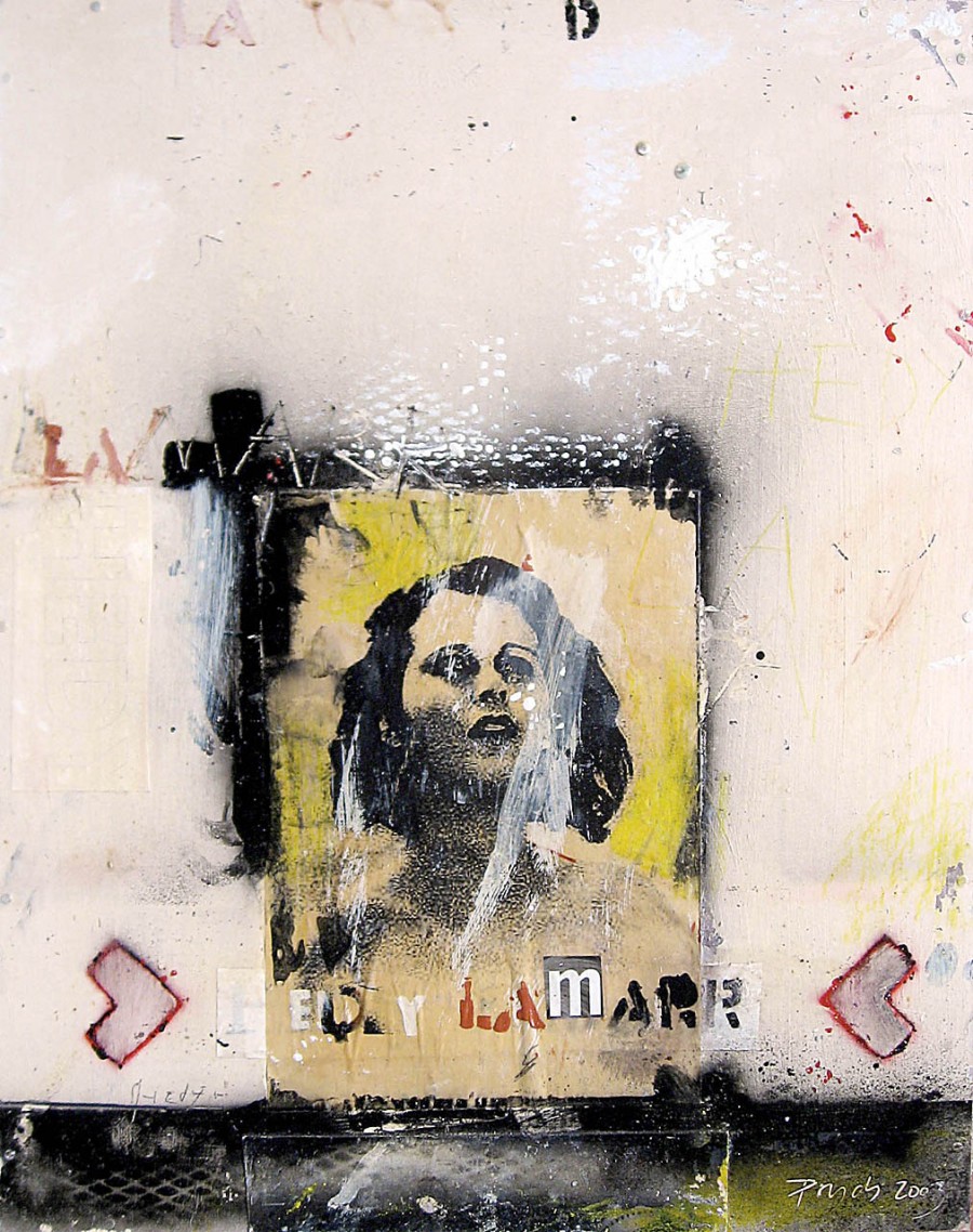 Lars Pryds: "Hedy for Music #1", 2003. Painting/collage on plywood, 61 x 48 cm. 