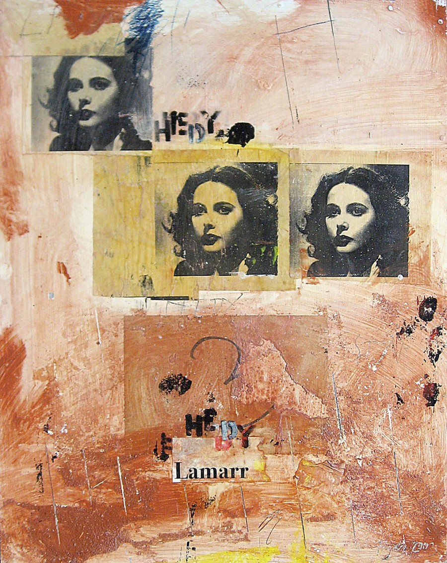 Lars Pryds: "Hedy for >Music #5", 2003. Painting/collage on plywood, 61 x 48 cm. 