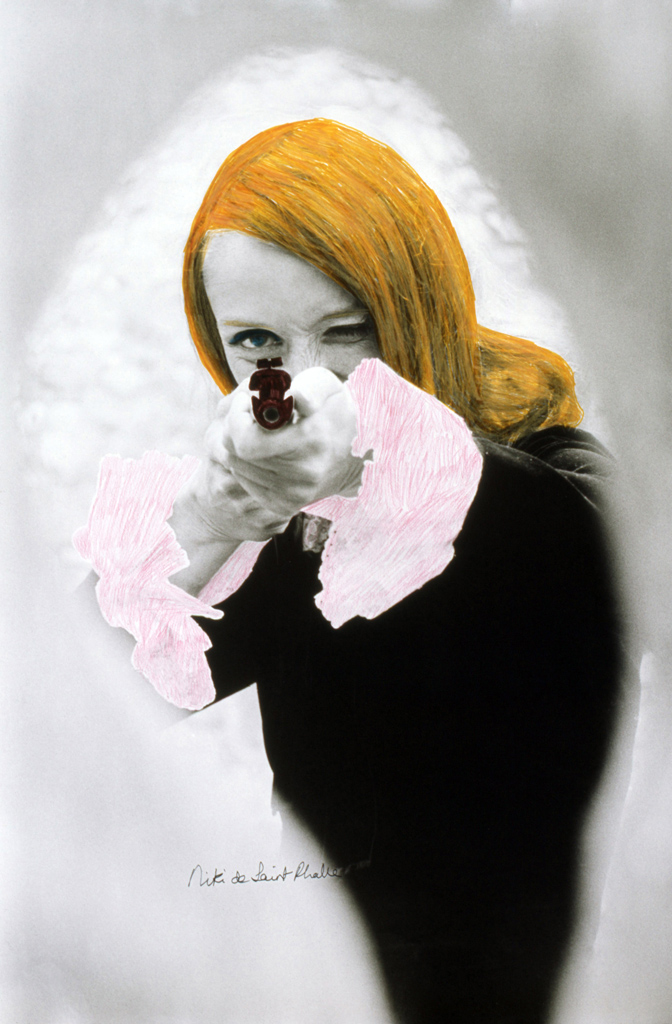 Niki de Saint Phalle shooting (colored Film-Still of "Daddy"), 1