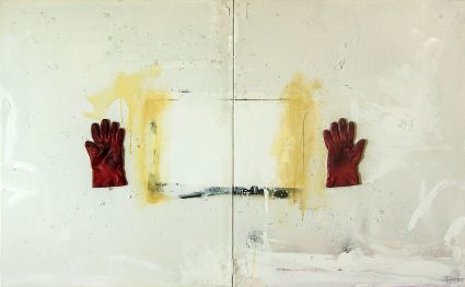 Lars Pryds: "To handsker "(Diptykon), 2015. 100 x 160 cm.