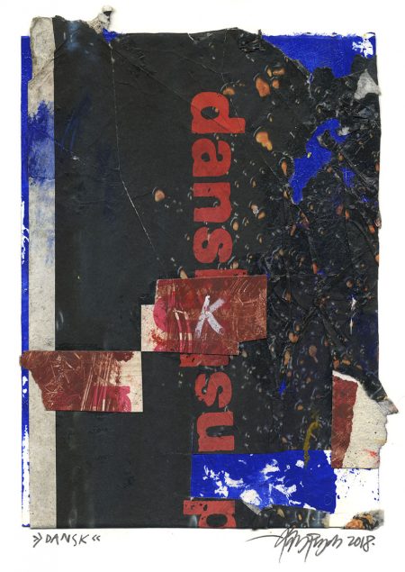 Lars Pryds: "Dansk", 2018. Maleri, collage på papir. 20,5 x 14,8 cm. Foto: Lars Pryds