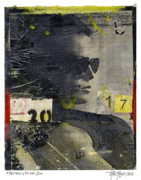 Lars Pryds: "Between 17 and 20", 2012. Acryl/Collage på papir, 28 x 23 cm.