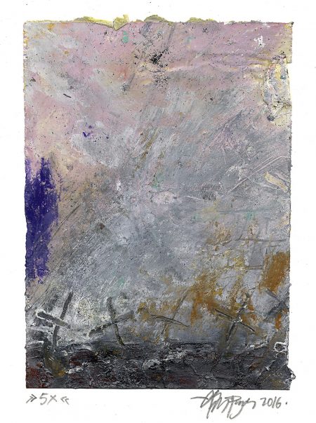 Lars Pryds: "5X", 2016. Maleri/collage på papir, 19,5 x 14,2 cm. Foto: Lars Pryds.