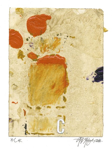 Lars Pryds: "C (San Francisco)", 2016. Maleri/collage på papir, 19 x 14,7 cm. Foto: Lars Pryds.