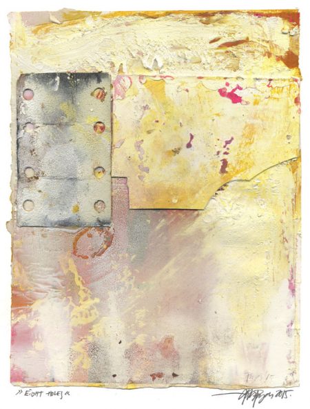 Lars Pryds: "Eight Holes", 2015. Maleri/collage på papir, ca. 32,1 x 25,2 cm. Foto: Lars Pryds.