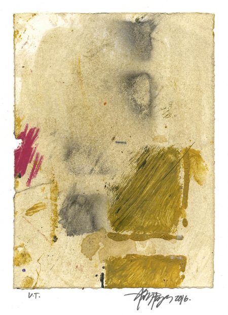 Lars Pryds: "Uden titel", 2016. Maleri/collage på papir, 19,1 x 14 cm. Foto: Lars Pryds.