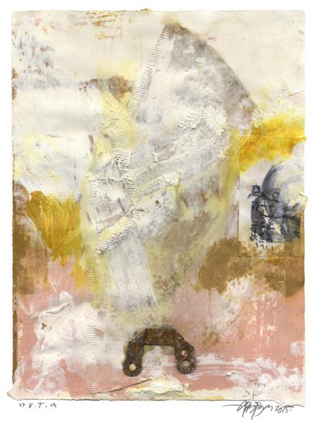 Lars Pryds: "U.T.", 2015. Maleri/collage på papir, ca. 33,7 x 24,3 cm. Foto: Lars Pryds.