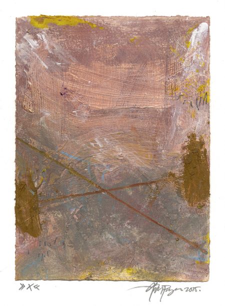 Lars Pryds: "X", 2015. Maleri/collage på papir, 19,2 x 14,1 cm. Foto: Lars Pryds.