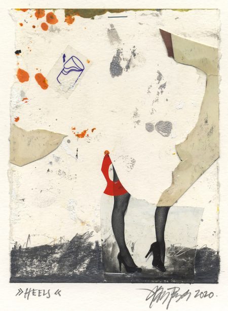 Lars Pryds: Heels, 2020. Collage på papir, 18 x 13,8 cm. Foto: Lars Pryds