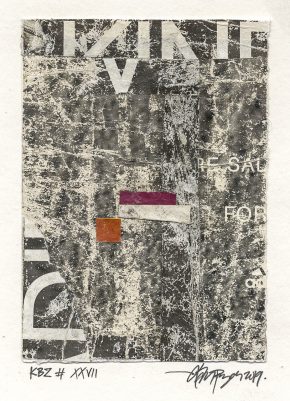 Lars Pryds: "Kleine Berliner Zeichnung # XXVII", 2019. Collage på papir, ca. 14,8 x 10,5 cm. Skabt under legatophold i Jyllands-Postens lejlighed i Berlin, april måned 2019. Foto: Lars Pryds