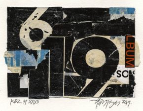 Lars Pryds: "Kleine Berliner Zeichnung # XXXII", 2019. Collage på papir, ca. 14,8 x 10,5 cm. Skabt under legatophold i Jyllands-Postens lejlighed i Berlin, april måned 2019. Foto: Lars Pryds. PRIVAT EJE / PRIVATE COLLECTION