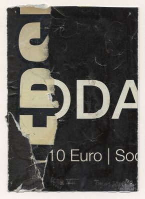 Lars Pryds: "Kleine Berliner Zeichnung # VII", 2019. Collage på papir, ca. 14,8 x 10,5 cm. Skabt under legatophold i Jyllands-Postens lejlighed i Berlin, april måned 2019. Foto: Lars Pryds