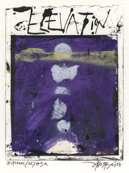 Lars Pryds: Album (U2) #3, 2020. Tusch, blyant, kridt og collage på papir. Fra en serie på 11 værker, skabt til hvert enkelt nummer på U2-albummet "All That You Can't Leave Behind".