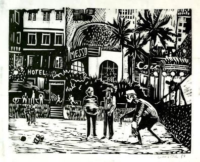 Lars Ole Nielsen: Uden titel, 1984. Linoleumsnit.