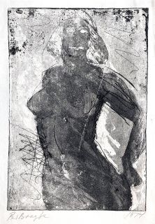 Per Baagøe (f. 1946): Kvindelig model, 1974. Ætsning/akvatinte, 31,3 x 21,7 cm.