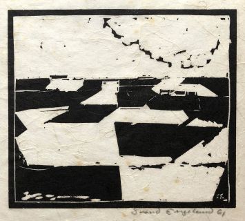 Svend Engelund (1908-2007): Uden titel (landskab), 1961. Træsnit.