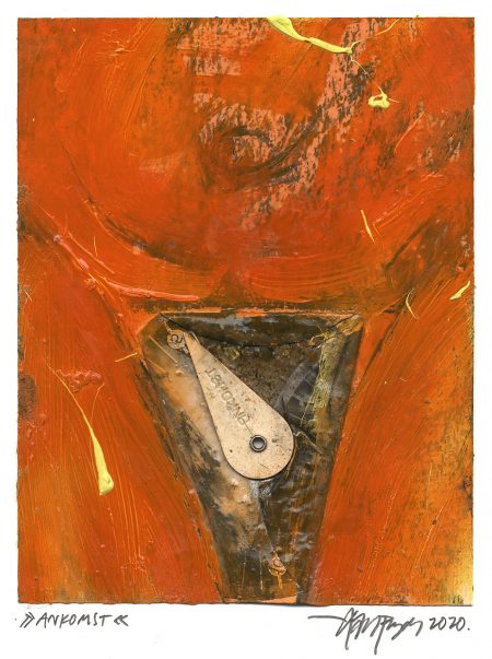Lars Pryds: Ankomst, 2020. Collage på papir, 17,9 x 13,9 cm. Foto: Lars Pryds