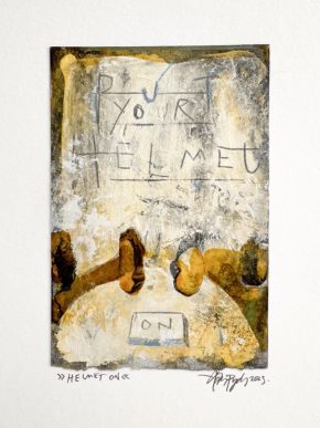 Lars Pryds: Fra serien "Space Oddity", 2023. Tusch, blyant og shellak på papir, ca 15 x 10 cm. Foto: Lars Pryds